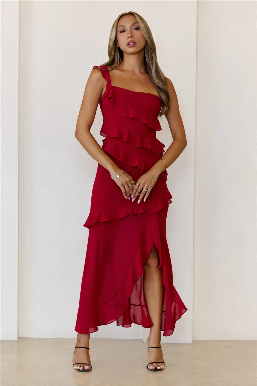 Out Late Great One Shoulder Dress Red
