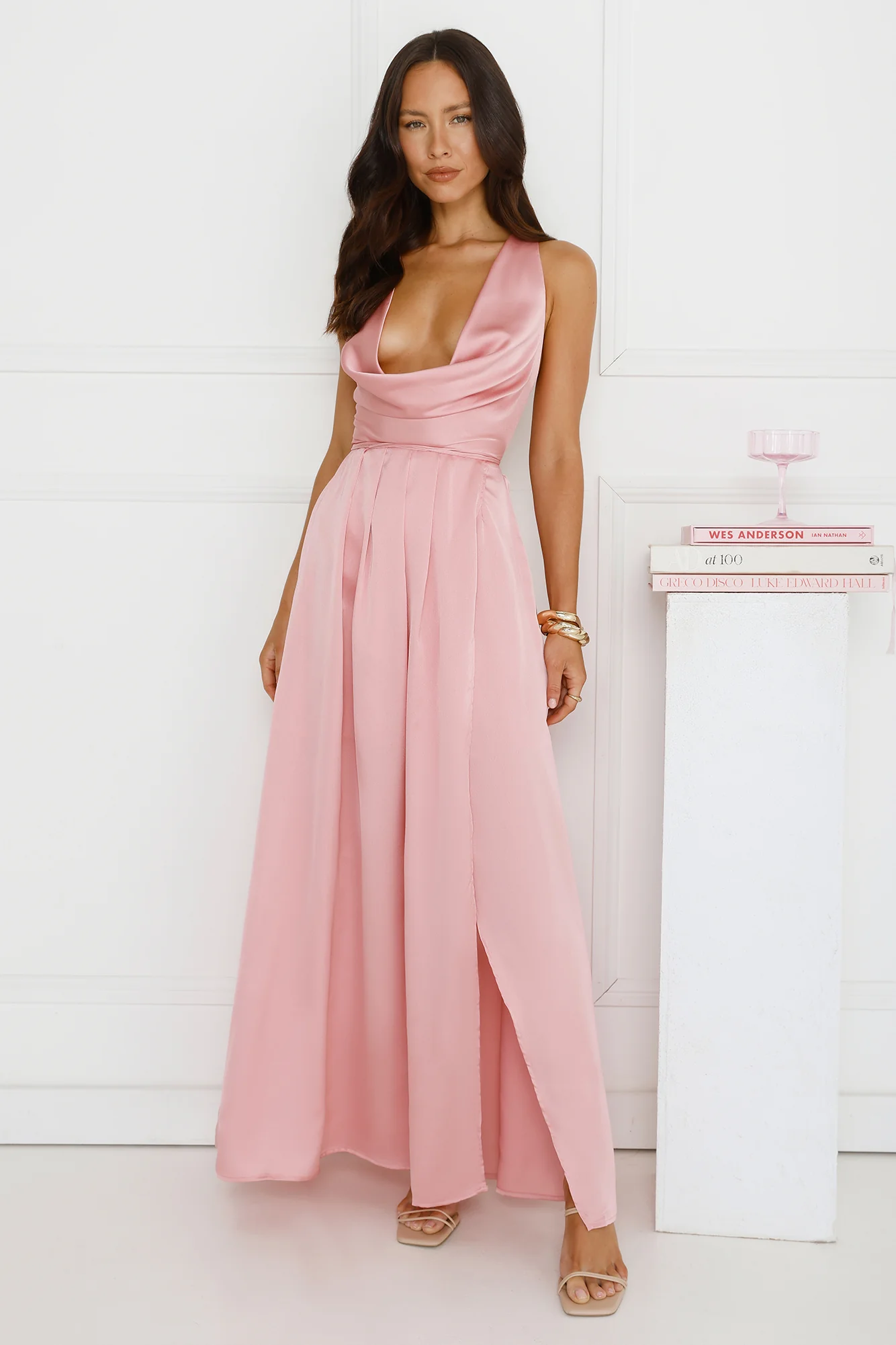 Lush Whispers Satin Party Dress Pink - Image 5