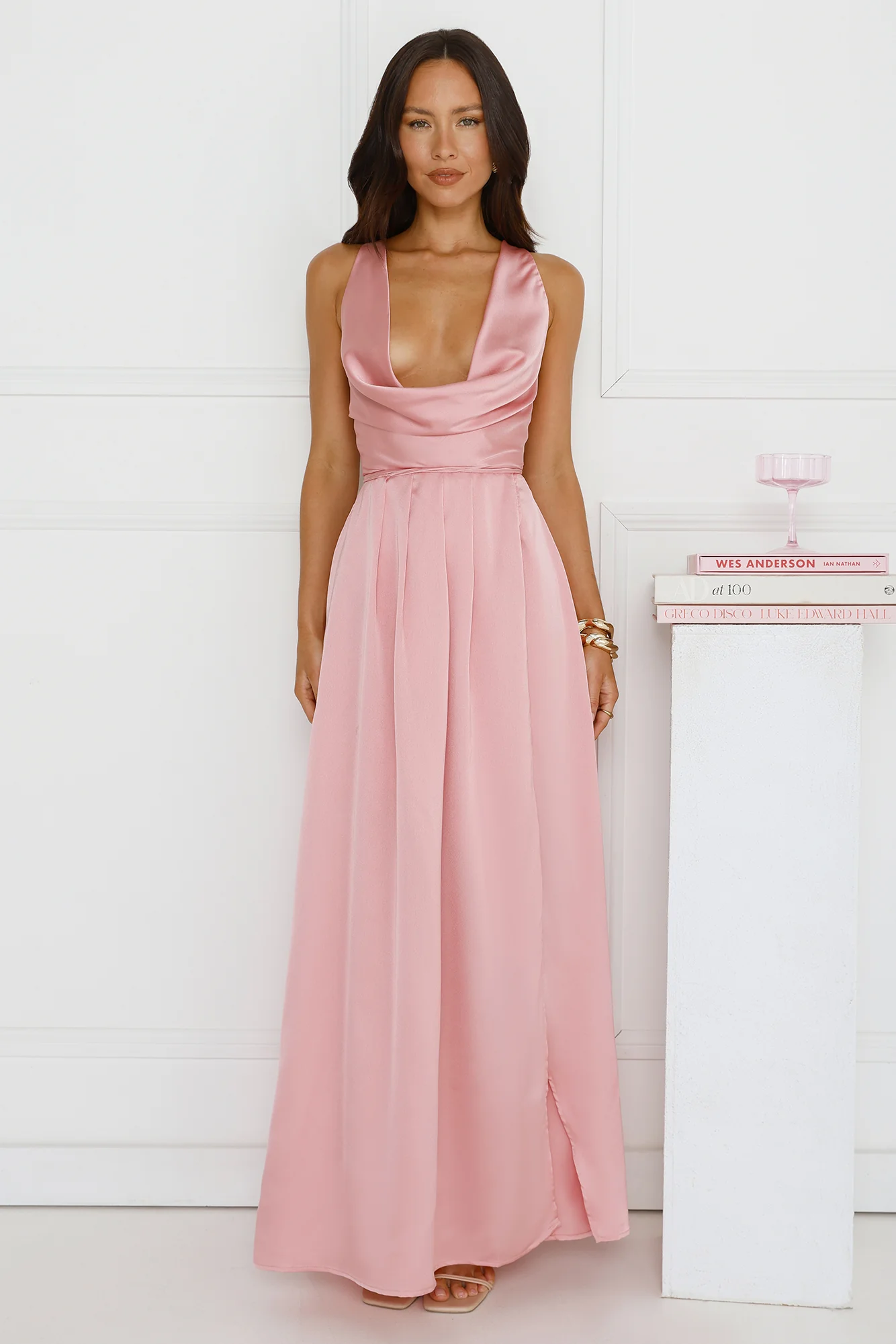 Lush Whispers Satin Party Dress Pink - Image 3