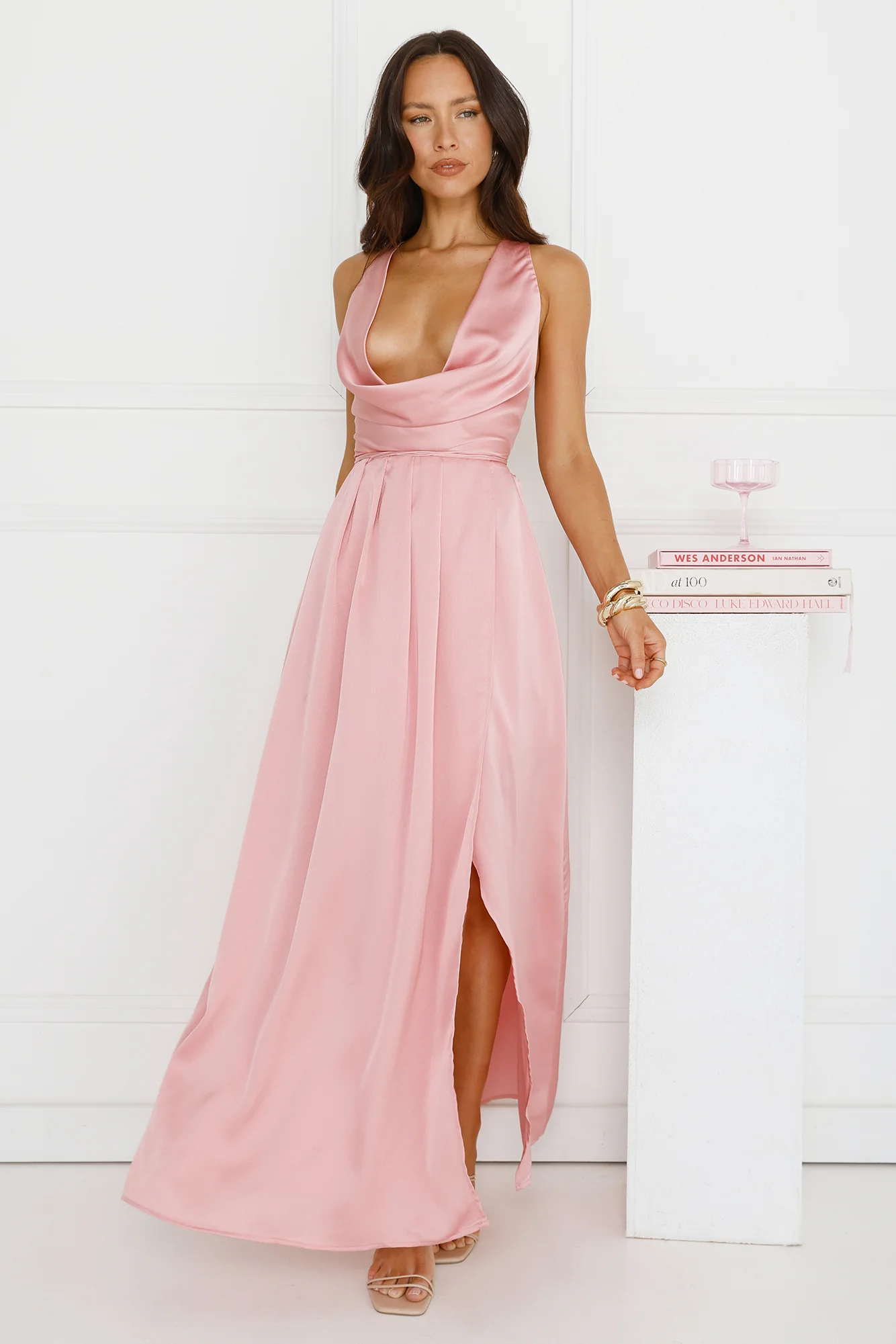 Lush Whispers Satin Party Dress Pink