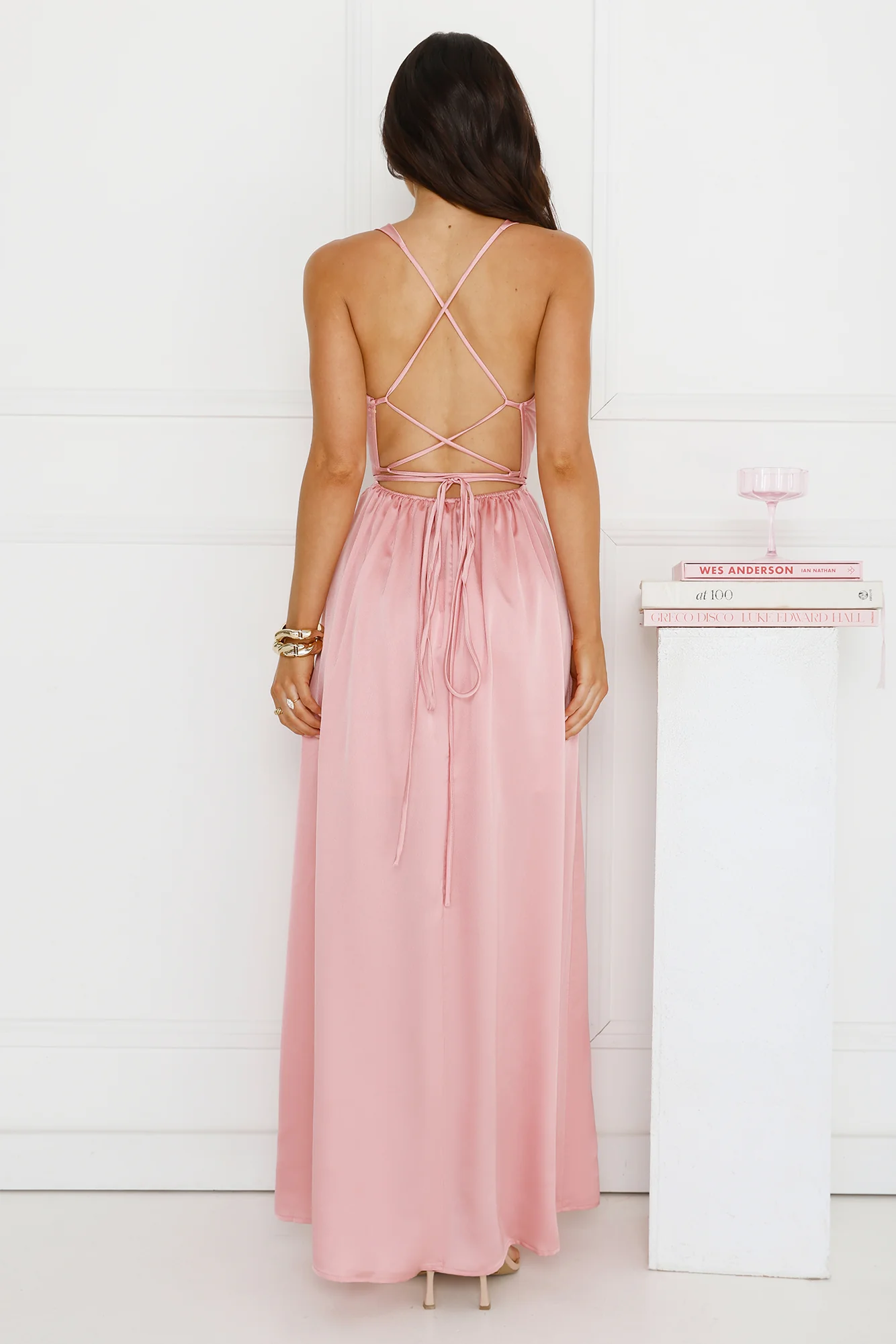 Lush Whispers Satin Party Dress Pink - Image 4