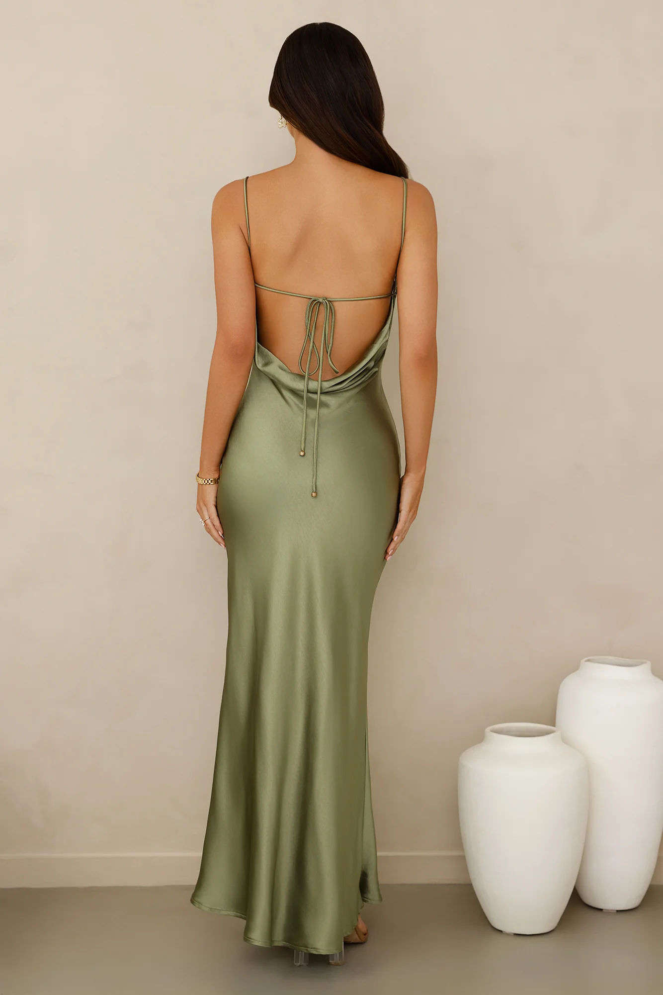 Ultimate Style Satin Party Dress Green - Image 6